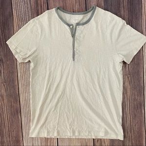 J.Crew | Henley White & Gray T-Shirt